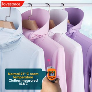 Lovespace UPF 50+ เสื้อแจ็กเก็ต กันลม ระบายอากาศ แห้งเร็ว ป้องกันรังสียูวี สําหรับผู้หญิง N4Z9