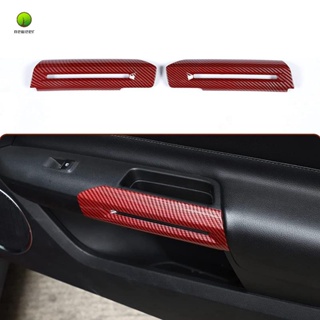 สติกเกอร์คาร์บอนไฟเบอร์ ABS สีแดง สําหรับตกแต่งมือจับประตูรถยนต์ Ford Mustang 2015-2021