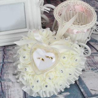 หมอนรองแหวนแต่งงาน รูปหัวใจ ดอกกุหลาบ ของขวัญวันวาเลนไทน์