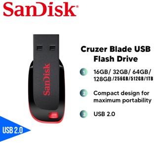 Sandisk แฟลชไดรฟ์ USB 2.0 CZ50 16GB 32GB 64GB 128GB 256GB 512GB 1TB