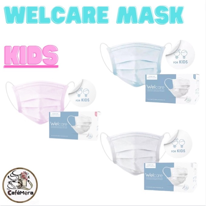 พร้อมส่ง!!หน้ากากอนามัยสำหรับเด็ก Welcare Mask Kids หน้ากากอนามัย สำหรับเด็ก ชนิด3ชั้น กล่องบรรจุ 50 ชิ้น(เลือกสีได้)