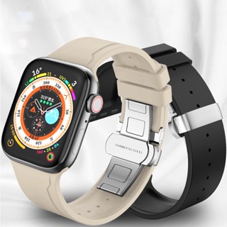 สายนาฬิกาข้อมือยางฟลูออรีน 49 มม. สําหรับ Apple Watch Band Ultra 8 7 45 มม. 41 มม. Iwatch 6 5 4 3 SE 42 มม. 38 มม. 44 มม. 40 มม.