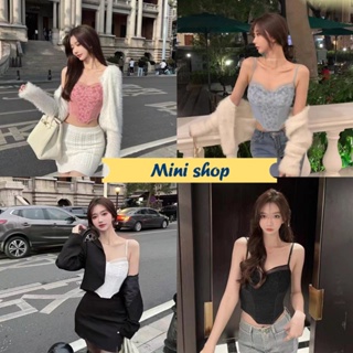 Mini shop🌸พร้อมส่ง🌸 (FY0511/FY0512-DD) เสื้อสายเดี่ยว มีฟองน้ำ  สม๊อคหลังดีเทลลายดอกไม้