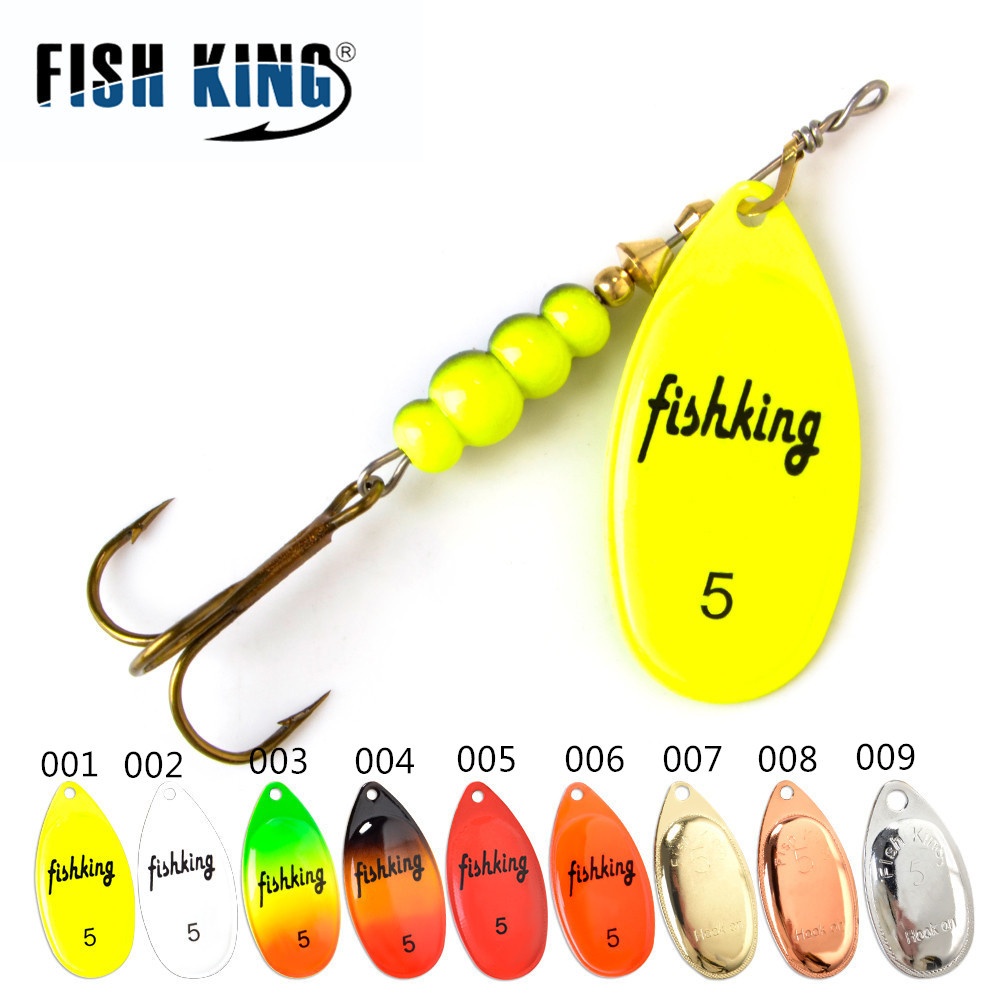 Fish KING เหยื่อสปินเนอร์โลหะ พร้อมตะขอแหลม 3.9 กรัม 4.6 กรัม 7.4 กรัม 10.8 กรัม 15 กรัม สําหรับตกปลา