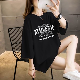 【Tshirt Oversized】เสื้อยืดแขนสั้น ทรงหลวม พิมพ์ลาย สไตล์เกาหลี พลัสไซซ์ (ใส่ได้ 150 กก.)