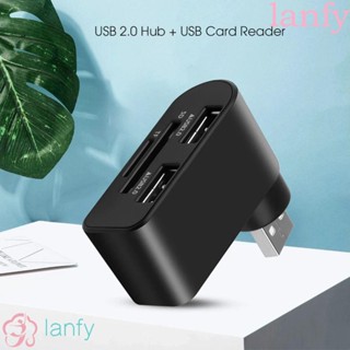 LANFY อะแดปเตอร์ฮับขยาย 2 พอร์ต USB ทนทาน พร้อมการ์ดรีดเดอร์ TF SD