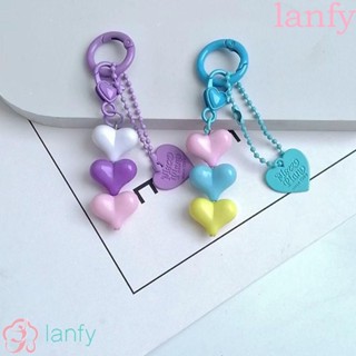 LANFY พวงกุญแจ จี้รูปหัวใจ ป้องกันการสูญหาย สีแคนดี้ สําหรับห้อยกระเป๋า รถยนต์ DIY