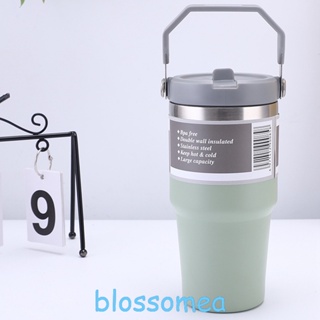 Blossomea แก้วมักสุญญากาศสเตนเลส แบบสองชั้น พร้อมฝาปิด และหลอดดูด แบบพกพา 890 มล. สําหรับรถยนต์