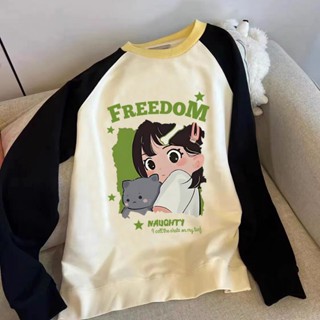 SHINee11 เสื้อกันหนาว แขนยาว ทรงหลวม พิมพ์ลาย Freedom สไตล์ญี่ปุ่นเรโทร แฟชั่นคู่รัก สําหรับผู้หญิง