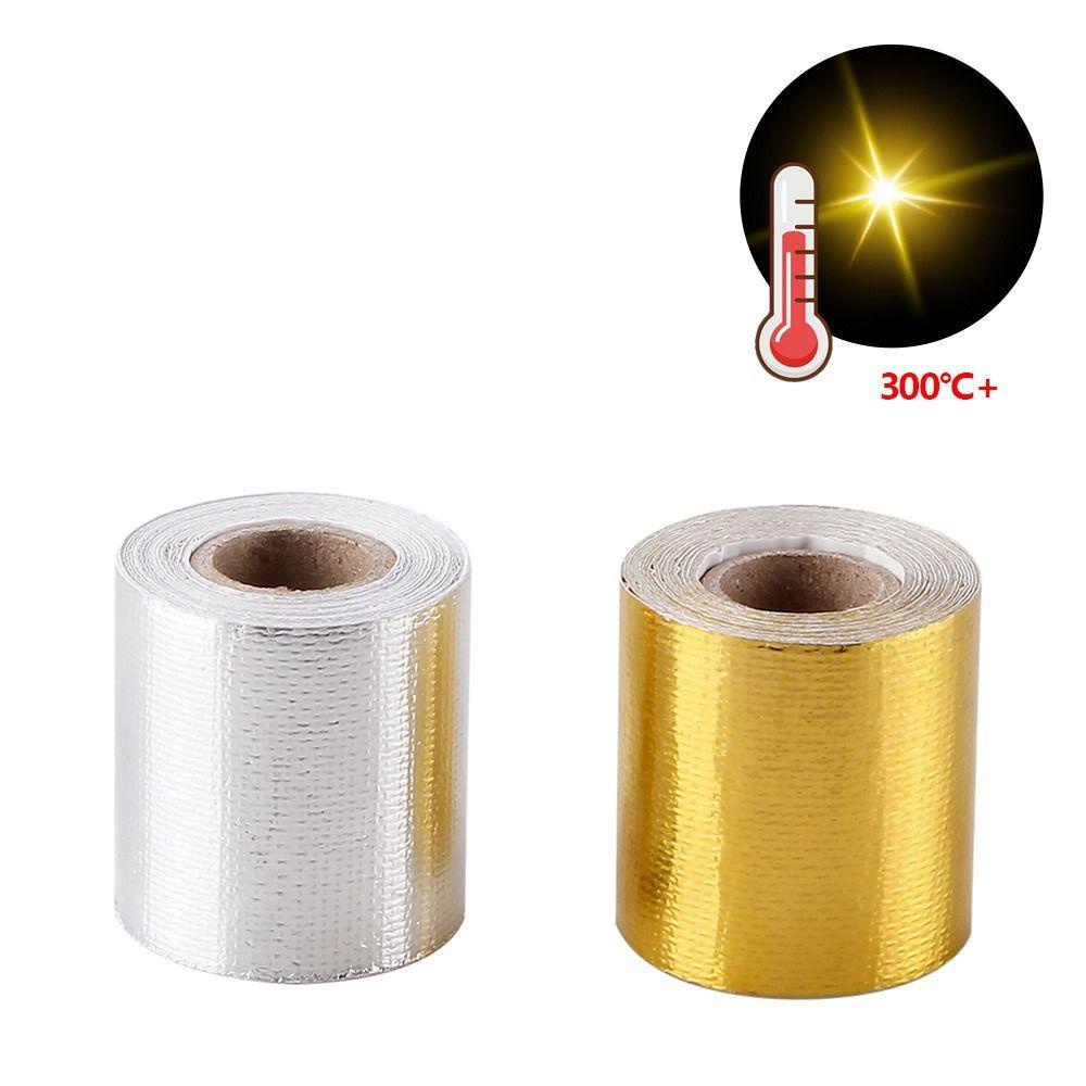 ความสวย ฉนวนกันความร้อนห่อเทป,5ซม.* 5ม อลูมิเนียมฟอยล์ท่อไอเสียป้องกัน,ทนทานทองเงินกระติกน้ําร้อนการปรับเปลี่ยนความร้อนเส้นใยผ้ามอ - รูปที่ 6