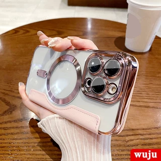 Wuju เคสโทรศัพท์มือถือหนัง แบบฝาพับแม่เหล็กไร้สาย ชาร์จได้ เคส เข้ากันได้สำหรับ เคสไอโฟน Case Compatible For iPhone 17 11 12 13 14 15 16 Pro Max Air