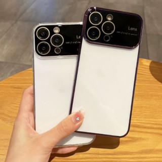 เคสโทรศัพท์มือถือ TPU แบบใส เต็มเลนส์ ชุบไฟฟ้า เรียบง่าย สําหรับ IPhone 14 Promax 12 13 Pro IP 11 Pro Max