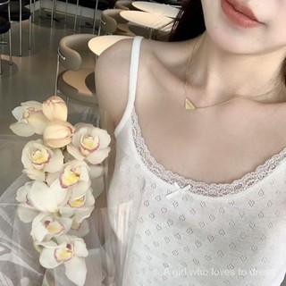 🌹 พร้อมส่ง 🌹 ลูกไม้ตัณหาบริสุทธิ์สีขาว camisole หญิงฤดูร้อนทารกสวมเฉพาะเสื้อครอปด้านล่างและออก SK51228