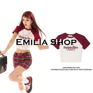 EMILIA SHOP เสื้อยืด เสื้อครอป เสื้อผ้าแฟชั่นผู้หญิง สไตล์เกาหลี ins 2023 ใหม่  A29J1BF 0627