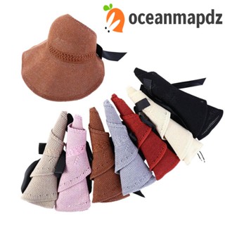 OCEANMAPDZ หมวกฟาง ประดับโบว์ แฟชั่นฤดูร้อน สไตล์เกาหลี สําหรับผู้หญิง