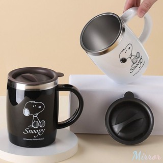 420ml น่ารักการ์ตูน Snoopy แก้วกาแฟ 304 ถ้วยน้ำสแตนเลสเกรดอาหาร Pc ฝาปิดโปร่งใส Creative Coffee Office Home ถ้วย M