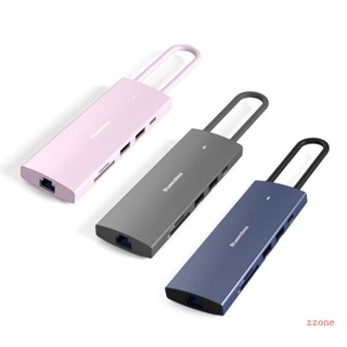 Zzz 9 in 1 ฮับ USB C อะลูมิเนียม พร้อมพอร์ต USB SD TF การ์ดแยก PD 100W สําหรับคอมพิวเตอร์ แล็ปท็อป PC