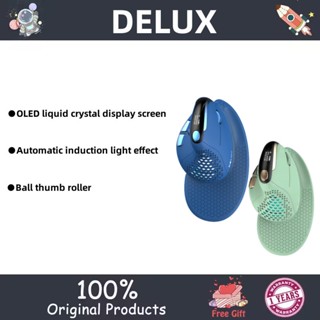 Delux M618XS เมาส์แนวตั้งไร้สาย เชื่อมต่อบลูทูธ สามสาย