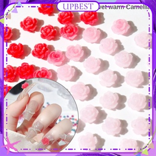 ♕ 50pcs Nail Art Temperature Change Camellia Jewelry 28 Degree Flocking Flower Flat Bottom Resin Velvet Nail Accessories Manciure Tool For Nail Shop 6 Colors UPBEST