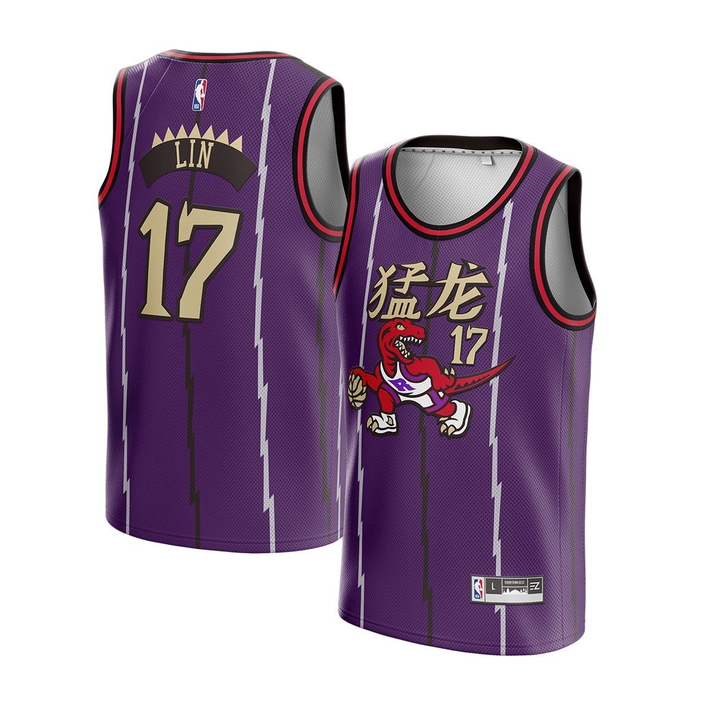 เสื้อกีฬาบาสเก็ตบอล Jeremy Lin Toronto Raptors สีม่วง