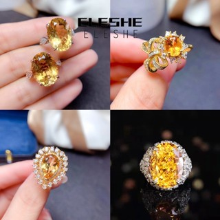 Eleshe Jewelry แหวนเงิน 925 ประดับไพลิน มรกต หรูหรา เครื่องประดับ สําหรับผู้หญิง M103