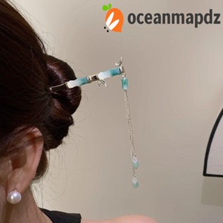 OCEANMAPDZ กิ๊บติดผม ประดับพู่หยก สไตล์โบราณ แฟชั่นฮั่นฝู แฟชั่นคลาสสิก สําหรับผู้หญิง