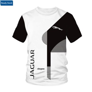 เสื้อยืด คอกลม พิมพ์ลายรถแข่ง Jaguar 3 มิติ แฟชั่นสําหรับผู้ชาย และผู้หญิง 2022