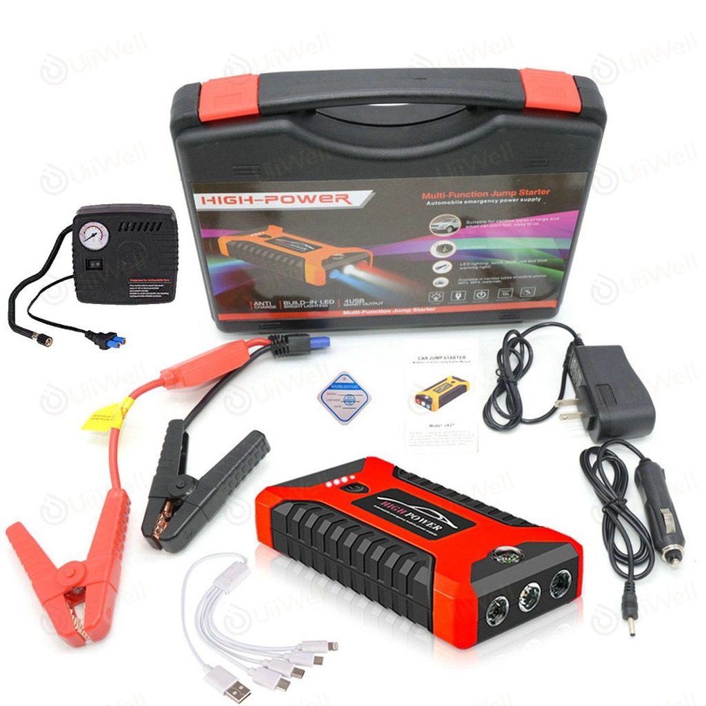 จั๊มสตาทรถยนต์ 99800MAH สตาร์ทรถดีเซล รถกระบะ ได้ง่ายและรวดเร็ว Jump Starter รถยนต์ 4000cc/6000cc v