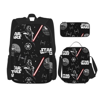 กระเป๋าเป้สะพายหลัง ลาย Star Wars 3 ชิ้น พร้อมกระเป๋าใส่หนังสือ กล่องอาหารกลางวัน ดินสอ สําหรับเด็กผู้ชาย และเด็กผู้หญิง