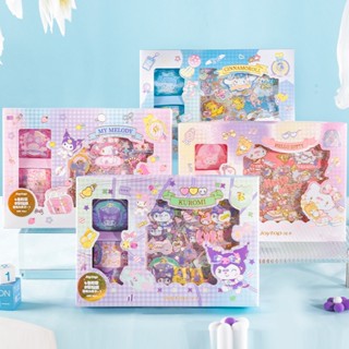 Sanrio สติกเกอร์เทปวาชิ สีบรอนซ์ 4 ม้วน 8 แผ่น สําหรับตกแต่งสมุดไดอารี่ DIY