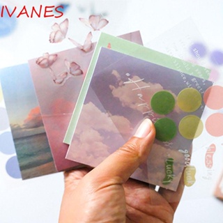 IVANES Kawaii สติกเกอร์กระดาษโน้ต ลายภูมิทัศน์น่ารัก สําหรับตกแต่งสํานักงาน โรงเรียน