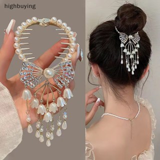 [highbuying] กิ๊บติดผม รูปกล้วยไม้ ดอกไม้ ประดับโบว์ คริสตัล หรูหรา สไตล์เกาหลีเรโทร เครื่องประดับ สําหรับผู้หญิง พร้อมส่ง