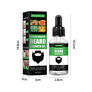  2PCS/30ml West&amp;Month Mens Beard Care Essential Oil Suitable for Travel Use to Increase Beard Thickness and Fullness