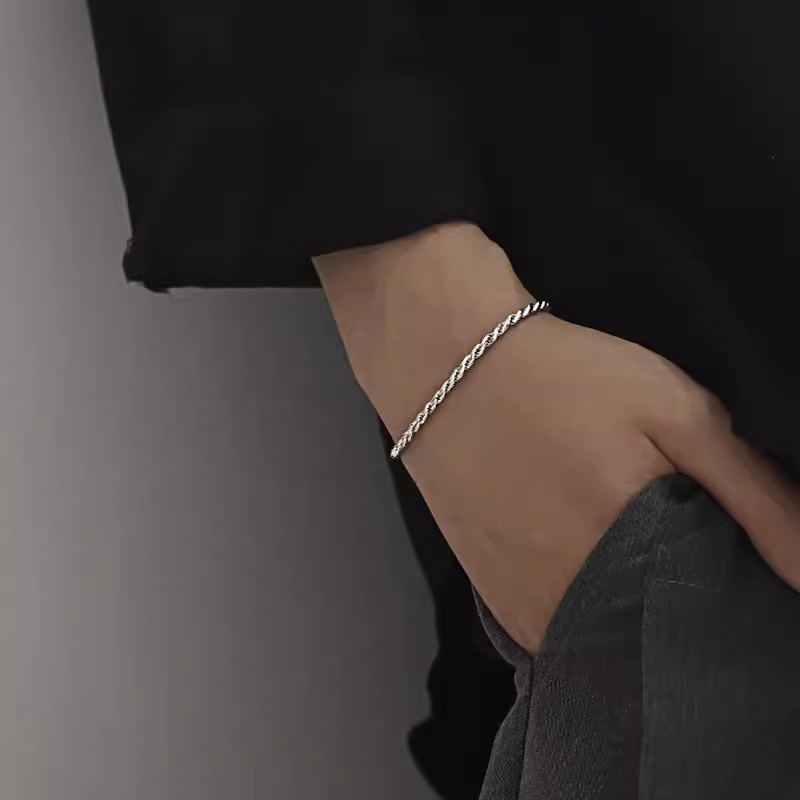 เครื่องประดับ สร้อยข้อมือ กําไลข้อมือแฟชั่น ทรงกลม 4 มม.