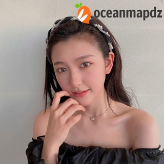 OCEANMAPDZ ที่คาดผม ประดับไข่มุกคริสตัล แบบบาง หรูหรา แฟชั่นเกาหลี สําหรับแต่งหน้า