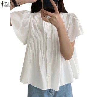 Zanzea เสื้อเชิ้ต แขนสั้น ติดกระดุม แฟชั่นสตรีท