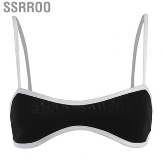 Ssrroo Short Tank Top  Spaghetti Strap Cropped Black and White Skin Friendly Color Contrasting Soft for Weekend