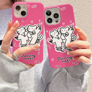 เคสโทรศัพท์มือถือแบบแข็ง ลายแมวแฮปปี้ สีชมพู แวววาว สําหรับ Iphone 14Promax 14Pro 14Plus 14 13Promax 13Pro 13 12Promax 12Pro 12 11Promax 11Pro 11 XSMAX XR 7Plus