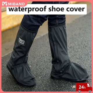 คลังสินค้าพร้อม Rainproof Shoe Cover Rain Boots Riding Outdoor Waterproof Rainproof Thickened Bottom S-xxl Black And White High Tube Rain Boots Outdoor Riding Sports Adult Femele Men