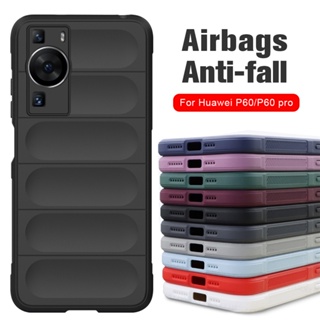 Buffer Phone Case Airbag TPU Soft Shockproof Back Cover Lens Protective Anti-slip Casing For For Huawei P60 Pro 6.67" MNA-AL00 MNA LNA-AL00 LX9