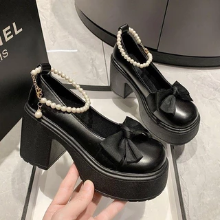 พร้อมส่ง รองเท้าแมรี่แจน หัวกลม รองเท้าหนังน่ารัก