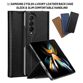 เคสโทรศัพท์มือถือหนัง ฝาพับแม่เหล็ก พร้อมช่องใส่บัตร สีดํา สําหรับ Samsung Galaxy Z Fold 4 5G