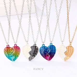 Fancy 2 ชิ้น BFF สร้อยคอ ผู้หญิง หัวใจ จี้ เพื่อนที่ดีที่สุด สร้อยคอตัวอักษร แฟชั่น คู่ สร้อยคอโซ่ เครื่องประดับมิตรภาพ