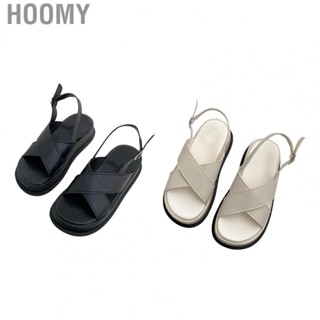 Hoomy Women Cross Strap Sandals  Slip Resistant Lightweight Easy Cleaning PU Leather Casual Sandal for Daily