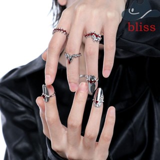 BLISS ชุดแหวนเงิน เครื่องประดับแฟชั่น สไตล์พังก์ สําหรับผู้หญิง