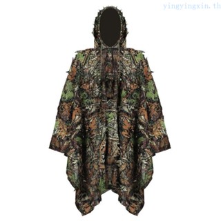 Yin เสื้อคลุม ลายพราง ใบไม้ 3D สําหรับล่าสัตว์ป่า