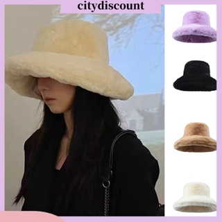 &lt;citydiscount&gt; หมวกชาวประมง หนา นุ่ม น้ําหนักเบา ให้ความอบอุ่น ปีกกว้าง กันแดด แบน ฤดูหนาว สําหรับผู้หญิง