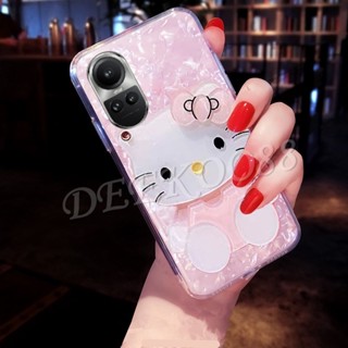 ใหม่ เคสโทรศัพท์มือถือแบบนิ่ม ลายแมวสีชมพู พร้อมกระจก ระยิบระยับ น่ารัก สําหรับ OPPO Reno 10 Reno 10 Pro Reno 10 Pro+ 5G 2023 Reno10 Pro Plus