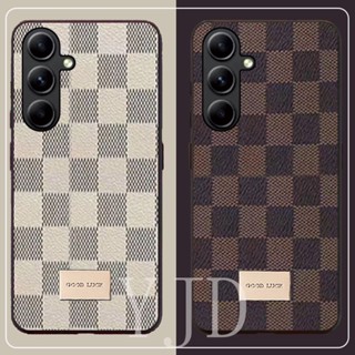 Yjd เคสโทรศัพท์มือถือ ขอบนิ่ม กันกระแทก ลายตารางหมากรุก หรูหรา สําหรับ Samsung A54 A34 A24 A14