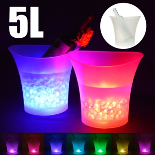 ถังน้ําแข็ง ไวน์ เบียร์ น้ําผลไม้ แชมเปญ มีไฟ LED 7 สี 5 ลิตร ☆Spdivines